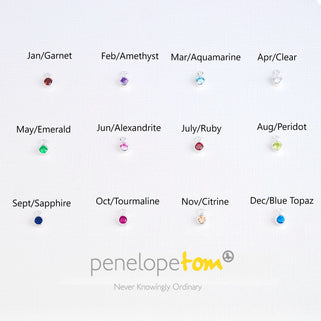 Choice of 12 silver birthstones January-December